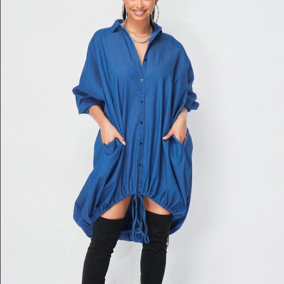 Denim Oversized Dress (Dark Denim) - Picture 2 of 3